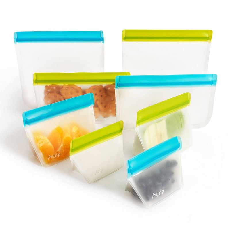 (re)zip Reusable Leak-proof Food Storage Bag Kit - Mini and Snack Stand-Up, Flat Snack &#38; Lunch - 8ct, 3 of 8