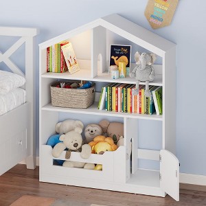 Kids Bookshelf with Motion Sensor Light - Wooden Book Shelf, Toy Storage Organizer, Book Rack - 1 of 4