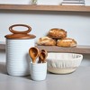Nambe x Tom Papa Breaking Bread Canister with Utensils - Stoneware Storage Jar with Acacia Wood Measuring Spoons (2, 1, 1/2 tbsp) - Cutlery Container - 4 of 4