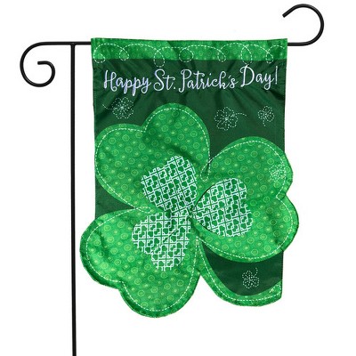 Green Shamrock St. Patrick's Day Applique Garden Flag