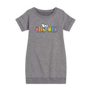 - Peanuts - Snoopy's Beach Ball Graphic Short Sleeve Fleece Dress - 1 of 4