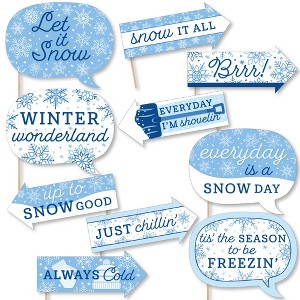 Big Dot of Happiness Funny Blue Snowflakes - Winter Holiday Party Photo Booth Props Kit - 10 Piece - 1 of 4