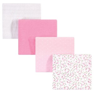 Hudson Baby Infant Girl Cotton Flannel Receiving Blankets, Pink Peony, One Size - 1 of 2