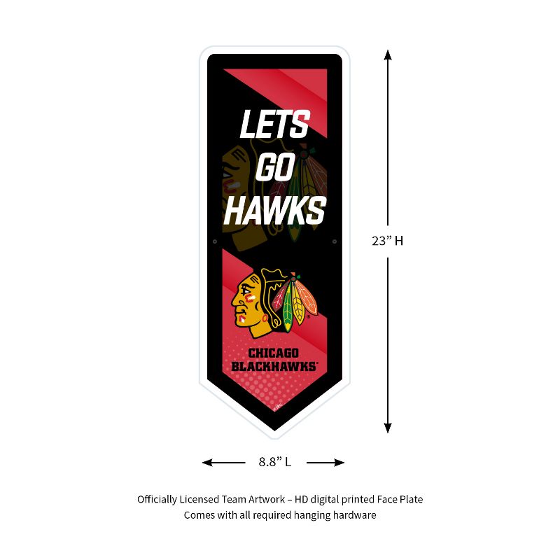 Evergreen Ultra-Thin Glazelight LED Wall Decor, Pennant, Chicago Blackhawks- 9 x 23 Inches Made In USA, 2 of 7