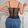 Women's Straps Mesh Cami Corset Top Lace Up Back Bustier Cami Corset Top with Curved Trim Fashionable Bustier Fishbone Top - 4 of 4