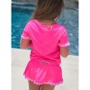 RuffleButts Girls Short Sleeve Ruffle UPF50+ Rash Guard Skirted 2-Piece - 4 of 4