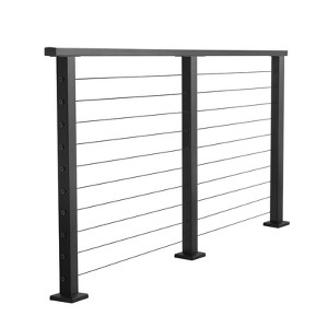 VEVOR 6.5 ft Complete Cable Railing Kit with Post, 35 inch Tall Matte Black Stainless Steel Handrail Cuttable for Outdoor/Indoor Steps, Black - 1 of 4