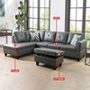 AndMakers 97 in. W Square Arm 3-piece L Shaped Faux Leather Modern Sectional Sofa in Dark Gray with Storage - 2 of 4