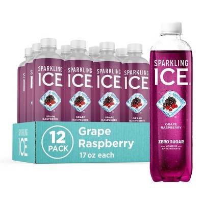 Sparkling Ice, Grape Raspberry Sparkling Water - 17 Fl Oz Bottle (Pack of 12)
