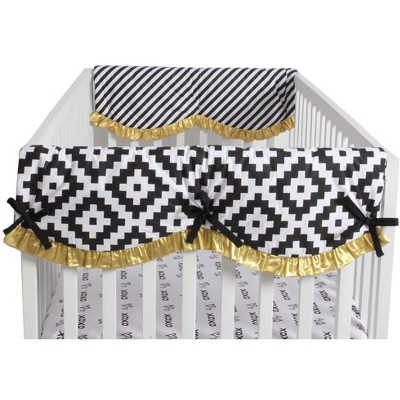 Bacati - Love Black/Gold set of 2 Small Side Crib Rail Guard Covers