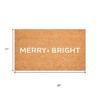 HomeRoots 17" X 29" Brown And White Christmas Merry and Bright Outdoor Coir Door Mat - 3 of 4