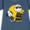 Girls' - Peanuts - Charlie And Snoopy Skeleton Graphic Short Sleeve Fleece Dress - 2 of 4