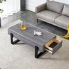 Farmhouse Coffee Table, Wood Tea Table, Industrial Rectangle Center Table With Solid Wood Drawer, Metal Legs Supports - 2 of 4