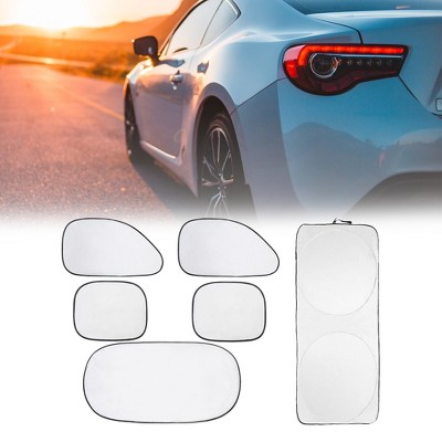 X AUTOHAUX Folding Car Window Visor Shield Block UV Rays Plastic Automotive Sunshades Silver 6 Pcs