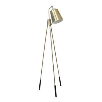 Industrial Tripod Floor Lamp with Interior Spotlight Antique Brass - Lalia Home