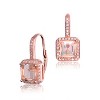 Guili Sterling Silver CZ Square Cushion Drop Earrings with Rose Gold Plating, A Classic, Timeless, and Elegant Jewelry Collection Essential - 2 of 4