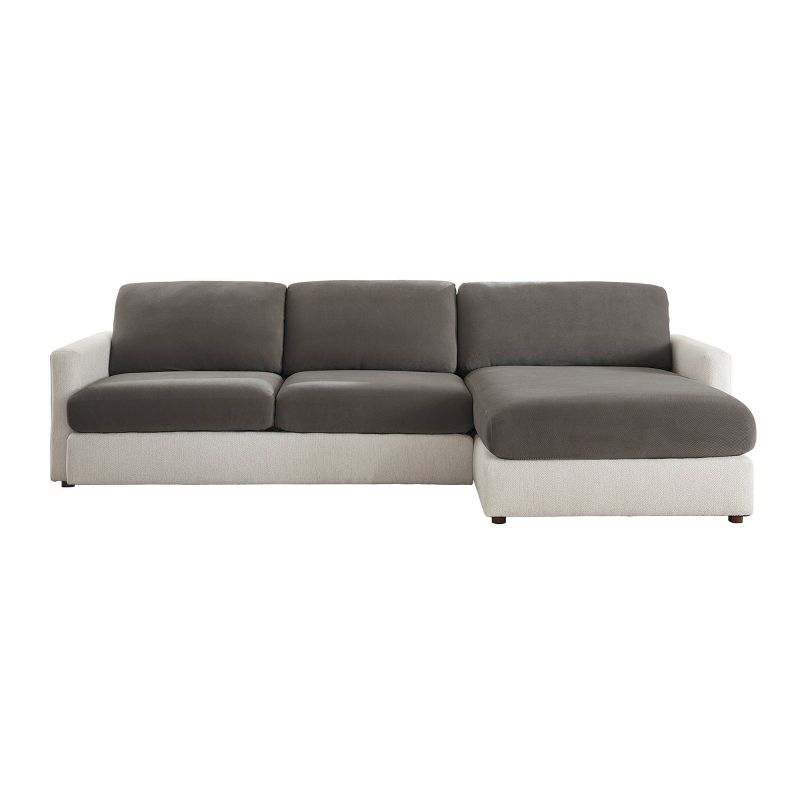 Sure Fit Stretch Pique Sectional Large Couch Cushion Cover Gray, 5 of 8