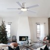 YUHAO 52 in. indoor Nickel Flush Mount Standard Ceiling Fan with Light, Reversible Blades and Remote Control Included - 2 of 4