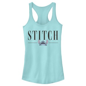 Juniors Womens Lilo & Stitch Simplistic Logo Stitch Racerback Tank Top - 1 of 4