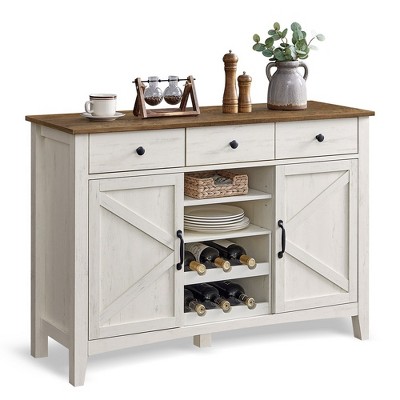 VASAGLE Farmhouse Buffet Cabinet with Detachable Wine Rack, Sideboard Cabinet with Adjustable Shelves