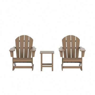 WestinTrends 3 Piece set Outdoor Patio Poly Adirondack rocking chairs with side table