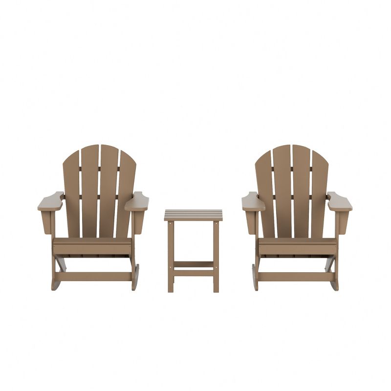 WestinTrends 3 Piece set Outdoor Patio Poly Adirondack rocking chairs with side table, 3 of 12