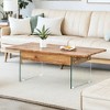 KTMBDW Coffee Table, Lift Top Coffee Tables for Living Room, Rising Dining Table with Hidden Compartment and Tempered Glass Legs - 3 of 4