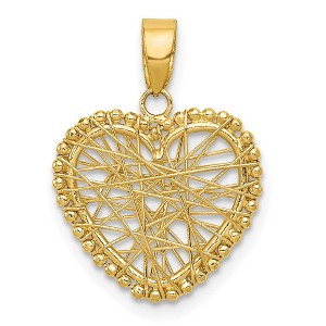 Black Bow Jewelry 14k Yellow Gold Open Wire Heart Pendant, 15mm - 1 of 4