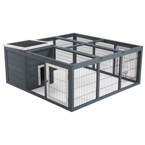 Pawhut Small Animal Cage With Playpen, Pet Habitat Indoor For Guinea Pigs  Hedgehogs Bunnies With Water Bottle, Food Dish, Feeding Trough, 42x33x21  : Target