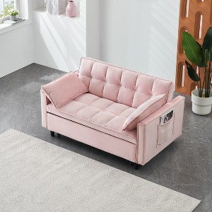 VASIP Modern Velvet Sofa Bed with Pillow and Pocket, 3-in-1 Convertible Sleeping Sofa Bed, Living Room Double Casual Sofa Couch - 1 of 4