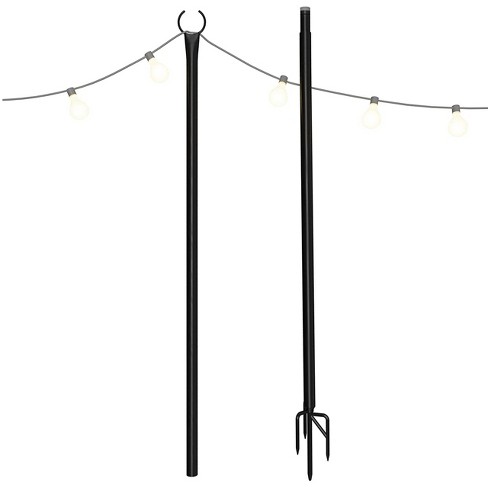 Holiday Styling Outdoor Metal String Light Pole With Hooks : Target