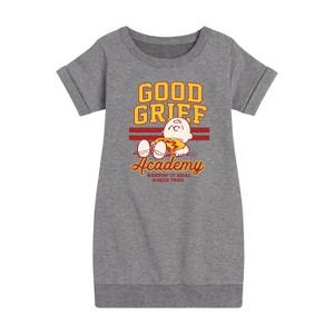 - Peanuts - Good Grief Academy Graphic Short Sleeve Fleece Dress - 1 of 4