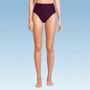 Lands' End Women's Ribbed Smoothing High Waisted Bikini Bottoms - 1 of 4