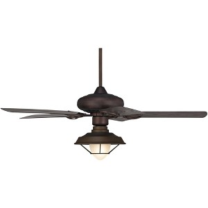 52" Casa Vieja Orb Industrial Rustic Indoor Outdoor Ceiling Fan with LED Light Oil Rubbed Bronze Caged Frosted Glass Wet Rated for Patio Exterior Home - 1 of 4