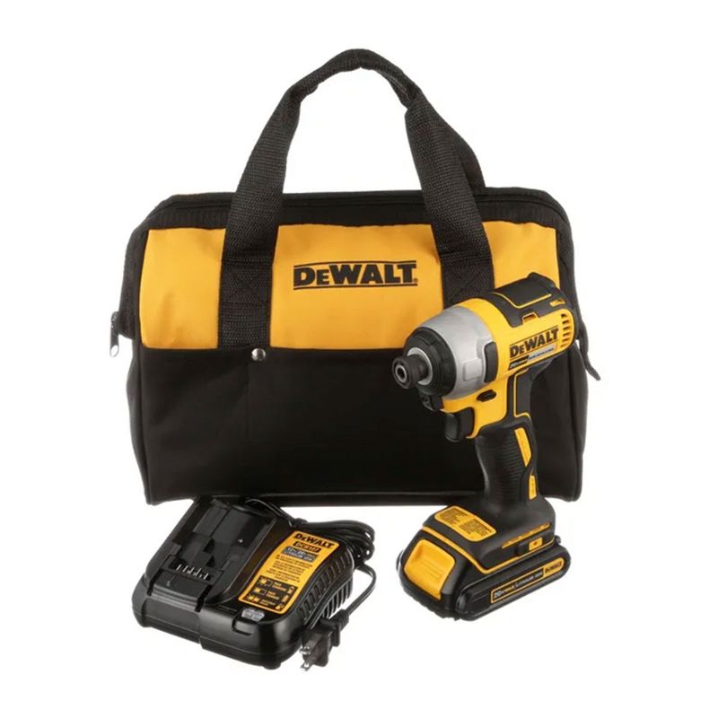 DeWalt 20V MAX 1/4 Inch Brushless Cordless Impact Driver Kit with Charger and Storage Bag Ideal for Assembling Cabinetry and Fastening Door Hinges, 1 of 7