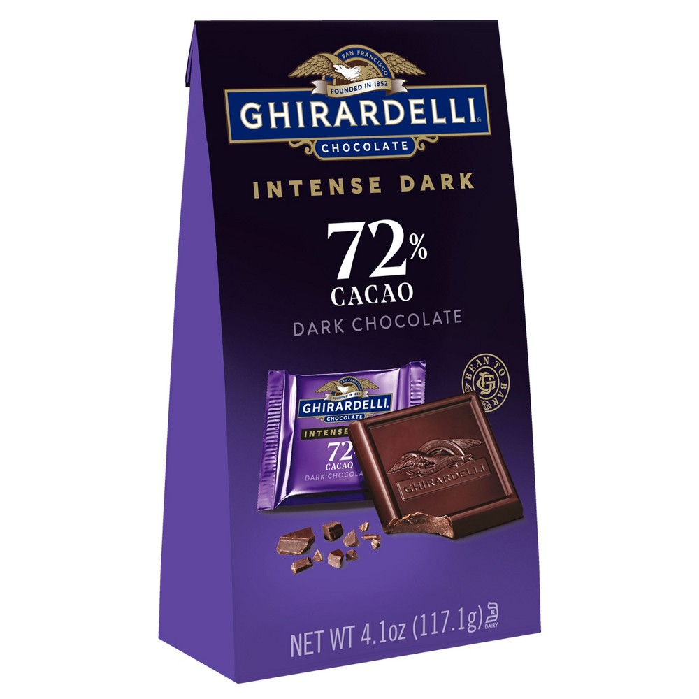 Ghirardelli INTENSE DARK Chocolate Candy SQUARES, 72% Cacao - 4.1oz