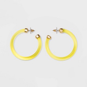 SUGARFIX by BaubleBar Gold Embellishments Clear Acrylic Hoop Earrings - Yellow, Women