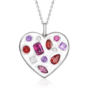 Ross-Simons 3.00 ct. t.w. Multi-Gemstone Heart Pendant Necklace in Sterling Silver Size 18 - 1 of 3