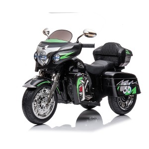 YOOCOZZ 12V Kids Electric Motorcycle - Two-Seat Ride-On Motorbike (3-Wheel), with Key Start/Headlight/Storage Box/Two Motors - 1 of 4