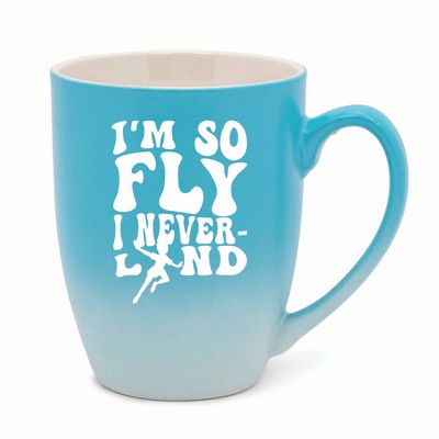 Elanze Designs I'm So Fly I Neverland Two Toned Ombre Matte 10 ounce New Bone China Coffee Tea Cup Mug, Teal and White