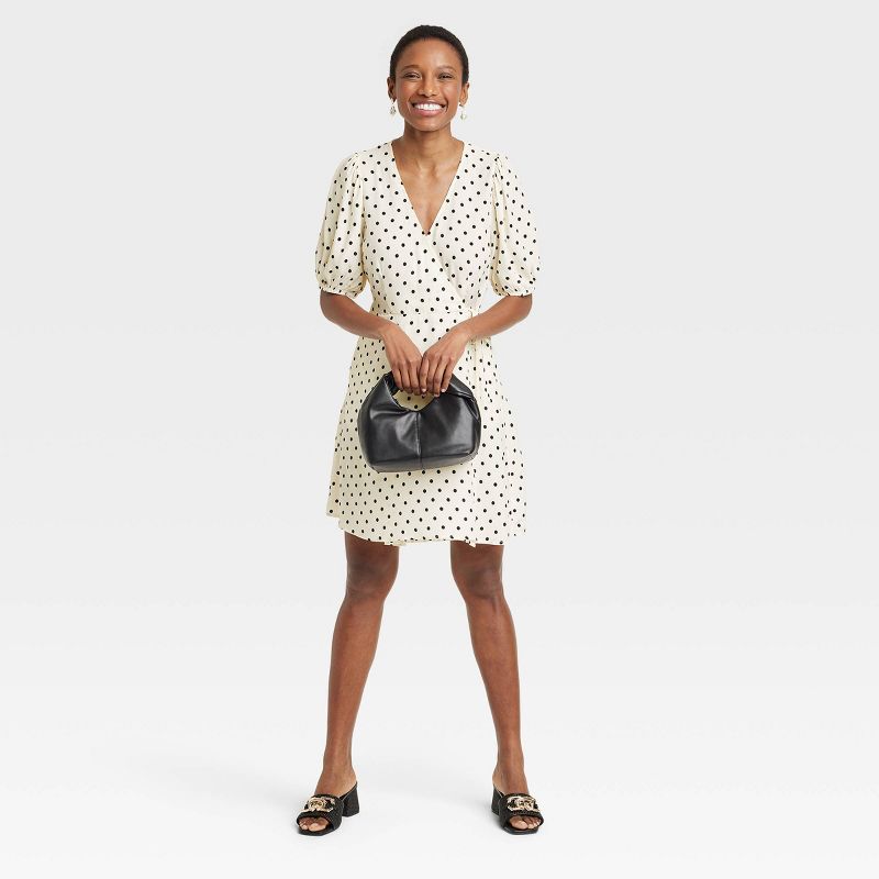 Women's Balloon Short Sleeve Mini Wrap Dress - A New Day™, 4 of 12