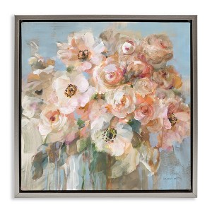 Stupell Industries Blushing Bouquet Pink White Floral Floating Frame Canvas Art, Gray, 25" x 25" - 1 of 4