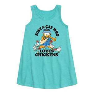 - Garfield - Just A Cat Who Loves Chickens Graphic Sleeveless Aline Dress - 1 of 3