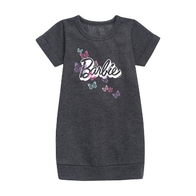 - Barbie - Butterfly Logo Graphic Short Sleeve Fleece Dress