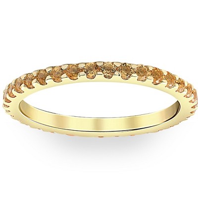 Pompeii3 3/4Ct Genuine Citrine Eternity Ring Stackable Band 10k Yellow Gold