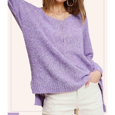 Women's LIGHTWEIGHT VNECK SWEATER - LA MIEL
