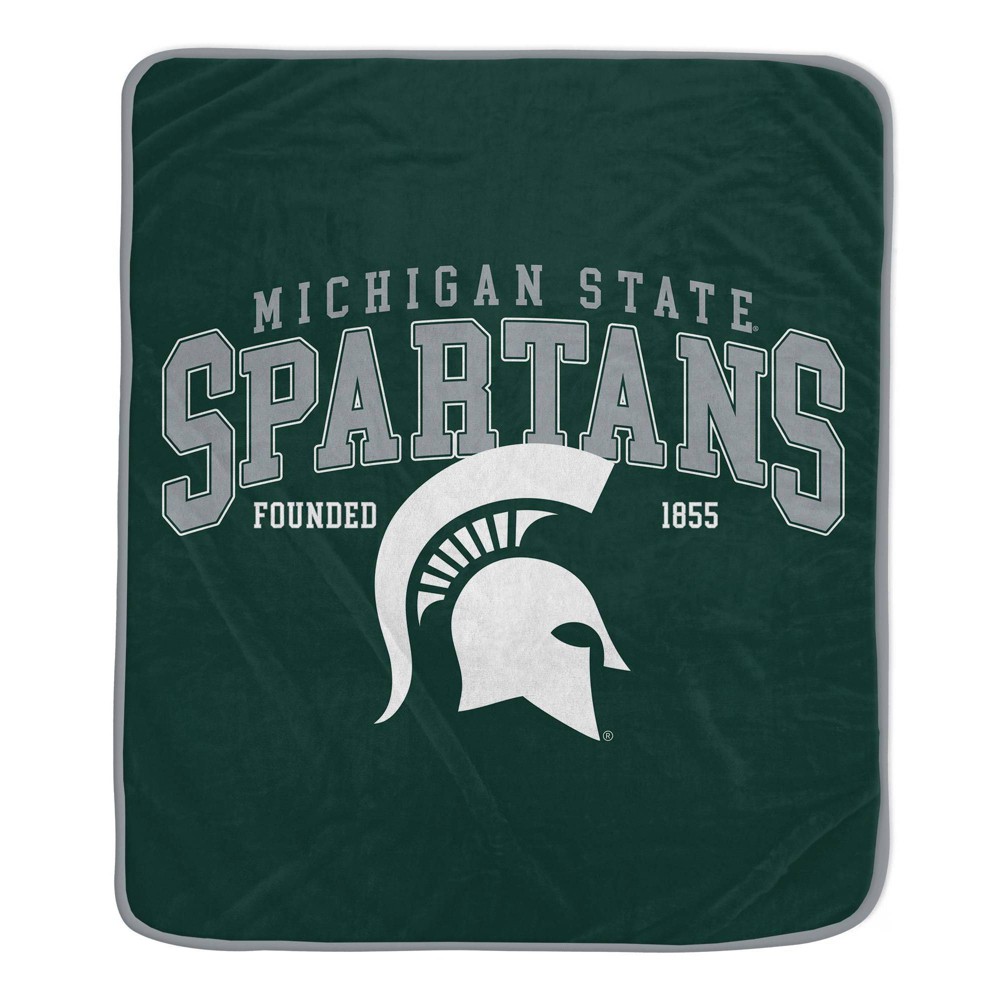 Photos - Duvet NCAA Michigan State Spartans Vintage Arch Block Flannel Fleece Blanket