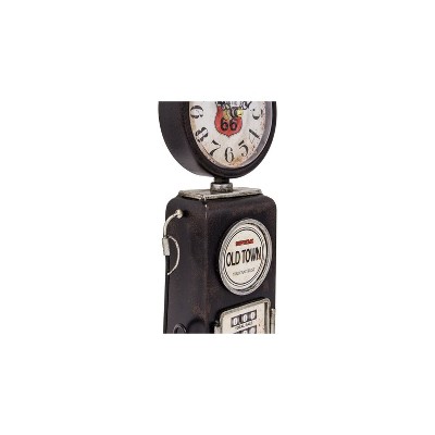 Vintage Black Gas Pump Table Clock with Quartz Movement