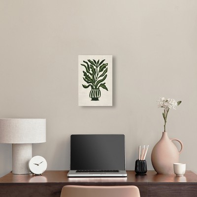 Green Botanical Vase Minimalistic Canvas Wall Art, 10" x 15"