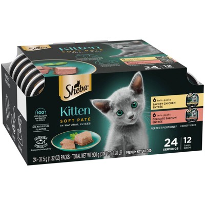 Sheba Kitten Soft Pate Perfect Portions Wet Cat Food with Salmon &#38; Chicken Flavor - 31.7oz/12ct_5